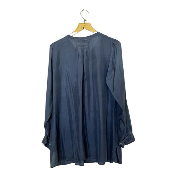 Pete & Greta JW Blue Silk Tunic Button Placket Sz M - Picture 6 of 6
